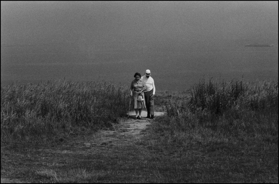 Couple on the beach in summer, Normandy : Structured Moments : SUSAN MAY TELL: Photographs of Space, Silence & Solitude